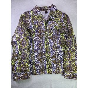 Sara Michelle Western Snap Shirt Womens Large Floral Boho Retro Button Up